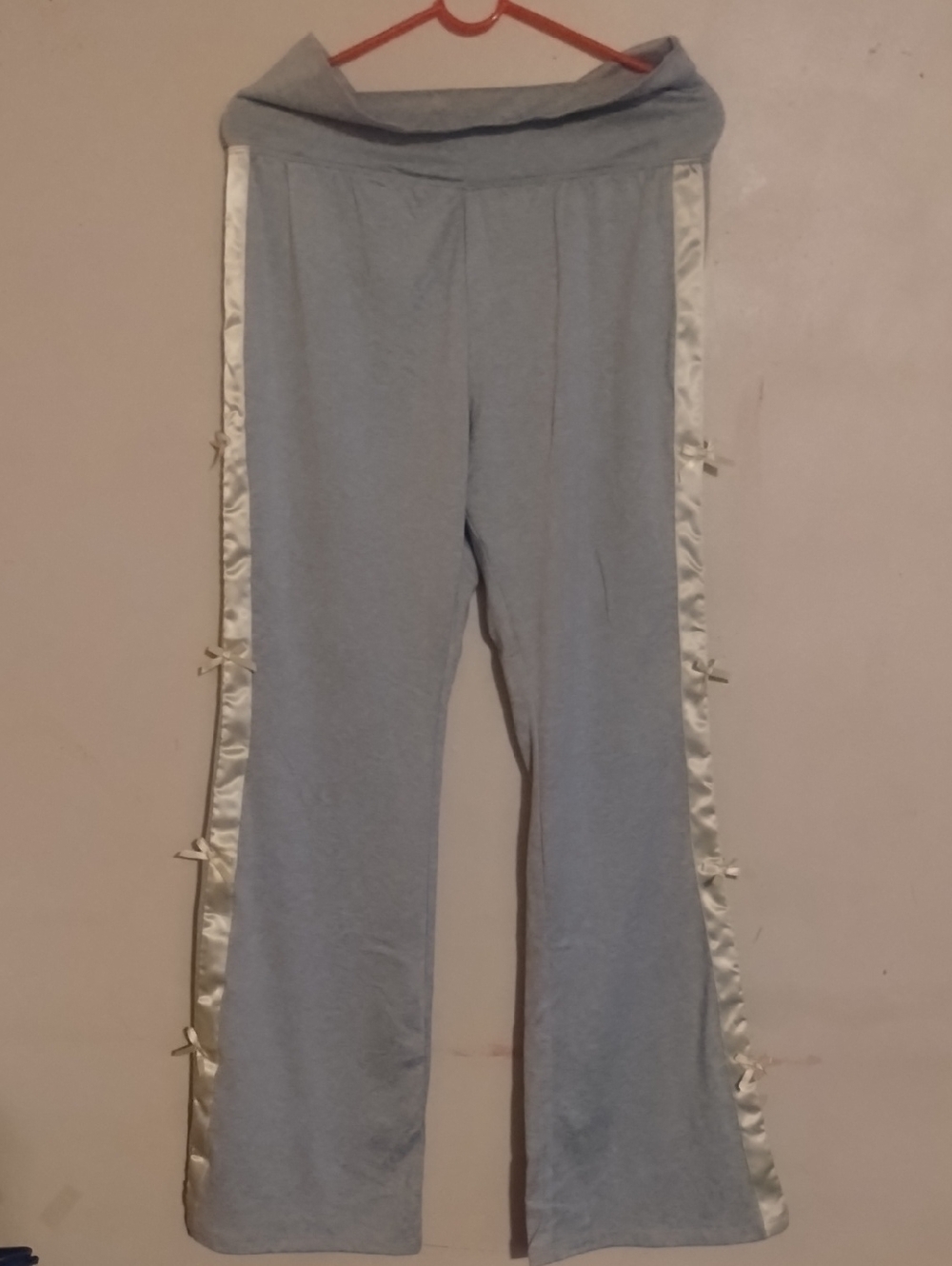 Derek Heart Light Blue Sweatpants with Cream Satin Side Trim